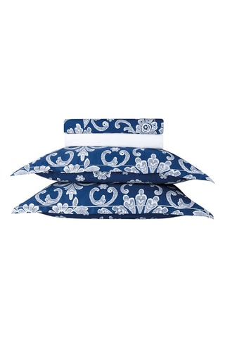 Katoensatijnen Overtrekset - 80 draad/cm² - Blauw
