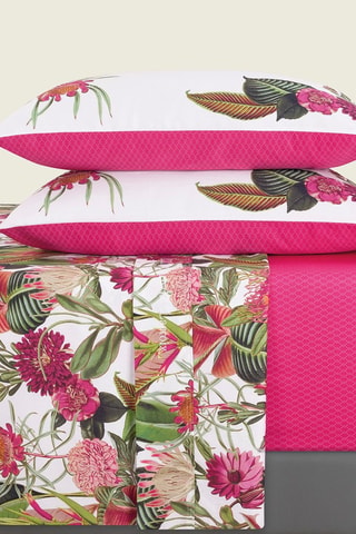 Katoensatijnen Overtrekset 80 Draad/cm² Garden - Fuchsia