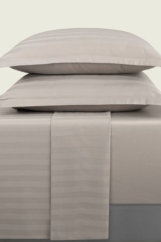 Katoensatijnen Overtrekset 80 Draad/cm² Dobby stripe woven - Taupe