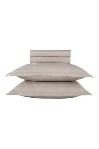 Katoensatijnen Overtrekset 80 Draad/cm² Dobby stripe woven - Taupe