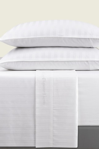 Katoensatijnen Overtrekset 80 Draad/cm² Dobby stripe woven - Wit