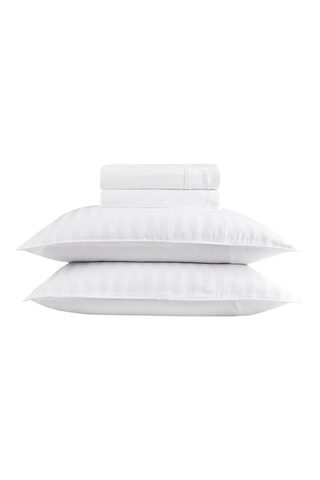 Katoensatijnen Overtrekset 80 Draad/cm² Dobby stripe woven - Wit