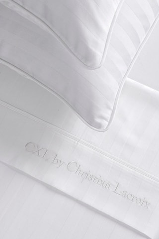 Katoensatijnen Overtrekset 80 Draad/cm² Dobby stripe woven - Wit