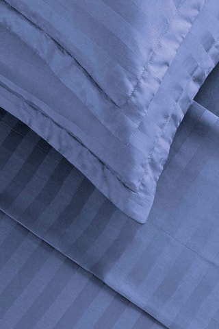 Katoensatijnen Overtrekset 80 Draad/cm² Dobby stripe woven - Kobaltblauw