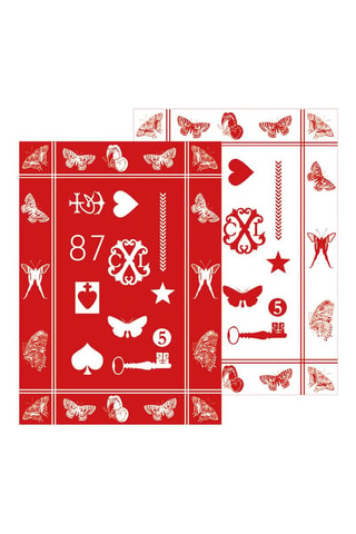 2 Theedoeken Amulette - Rood en Wit