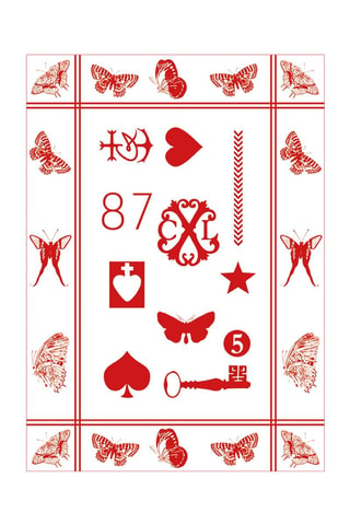 2 Theedoeken Amulette - Rood en Wit