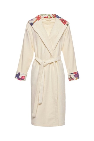 Velours Badjas met Capuchon - Ecru