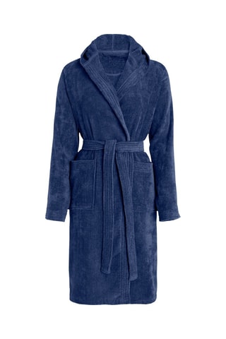 Velours Badjas met Capuchon - Marineblauw