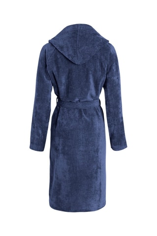 Velours Badjas met Capuchon - Marineblauw
