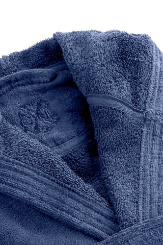 Velours Badjas met Capuchon - Marineblauw