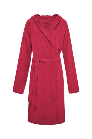 Velours Badjas met Capuchon - Bordeauxrood