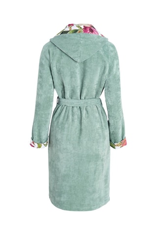 Velours Badjas met Capuchon - Zeegroen