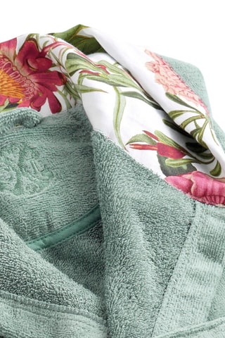 Velours Badjas met Capuchon - Zeegroen