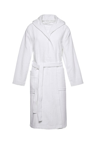 Velours Badjas met Capuchon Uni - Wit