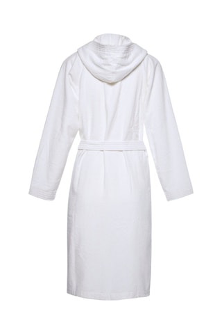 Velours Badjas met Capuchon Uni - Wit