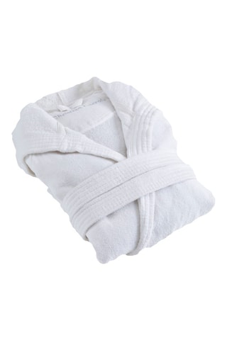Velours Badjas met Capuchon Uni - Wit