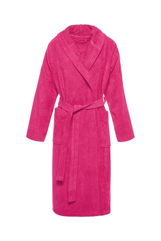 Velours Badjas met Capuchon Uni - Fuchsia