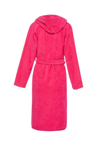 Velours Badjas met Capuchon Uni - Fuchsia