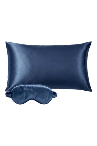 Zijden Kussensloop en Nachtmasker Brume de soie - Blauw