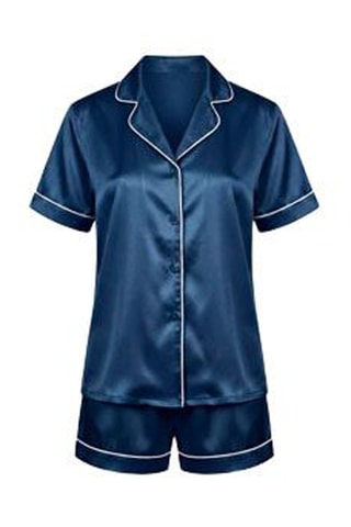 Zijden Pyjamaset S - Marineblauw