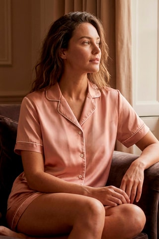 Zijden Pyjamaset S - Zalmroze