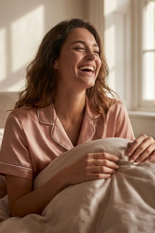 Zijden Pyjamaset S - Zalmroze