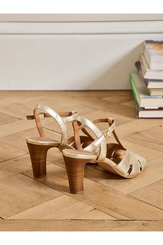 Sandalias de piel de tacón - Dorado