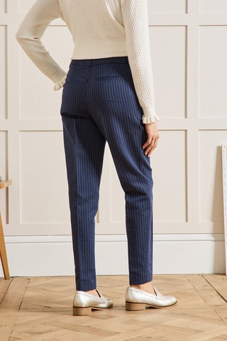 Pantalón recto de lino - Azul marino