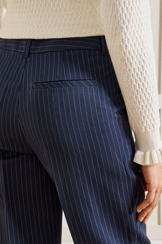 Pantalón recto de lino - Azul marino