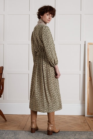 Vestido midi - Verde y beige