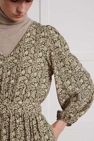 Vestido midi - Verde y beige