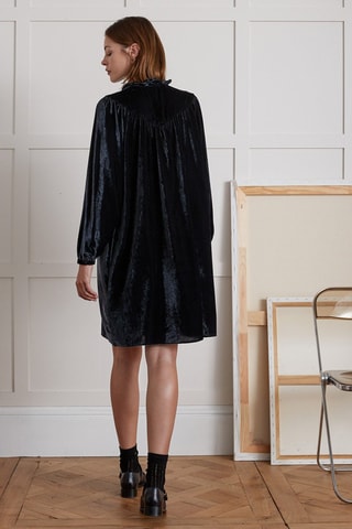 Vestido recto de terciopelo - Negro