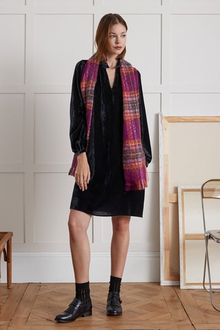 Vestido recto de terciopelo - Negro
