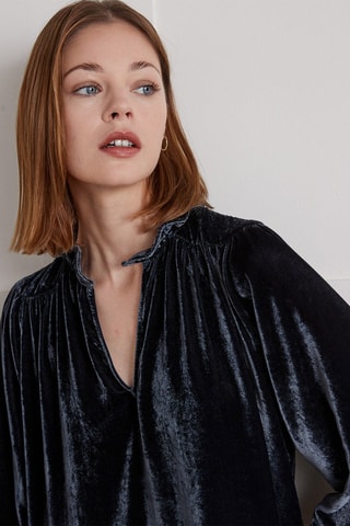 Vestido recto de terciopelo - Negro