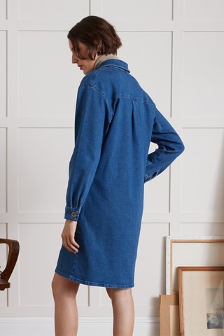 Vestido camisero vaquero de algodón orgánico - Azul