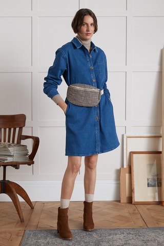 Vestido camisero vaquero de algodón orgánico - Azul