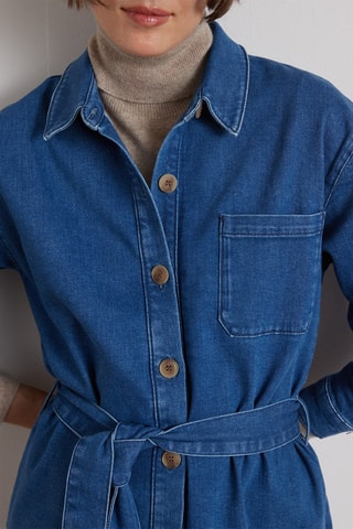 Vestido camisero vaquero de algodón orgánico - Azul