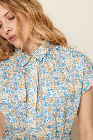 Vestido recto - Celeste y amarillo