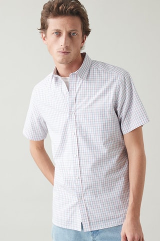 Camisa regular fit - Rosa empolvado y blanco