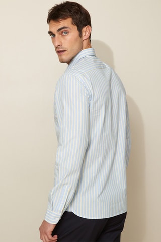 Camisa slim fit - Amarillo y celeste