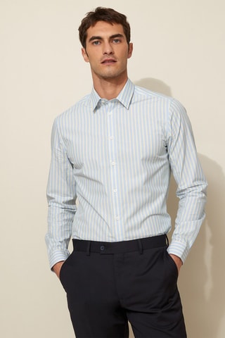 Camisa slim fit - Amarillo y celeste