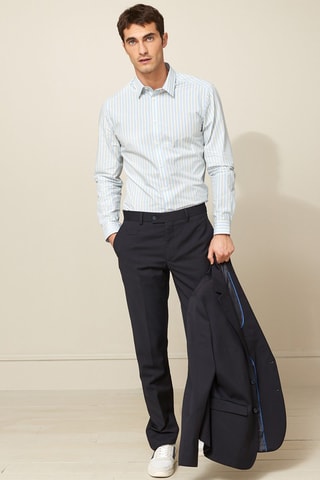 Camisa slim fit - Amarillo y celeste