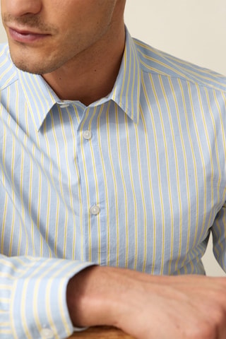 Camisa slim fit - Amarillo y celeste