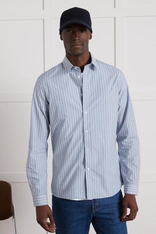 Camisa slim fit - Azul cobalto y verde