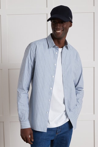 Camisa slim fit - Azul cobalto y verde