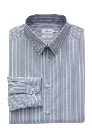 Camisa slim fit - Azul cobalto y verde
