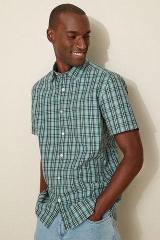 Camisa regular fit - Verde oscuro y blanco
