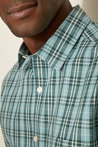 Camisa regular fit - Verde oscuro y blanco