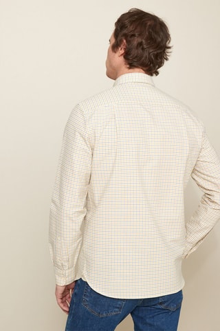 Camisa regular fit - Amarillo y azul cobalto