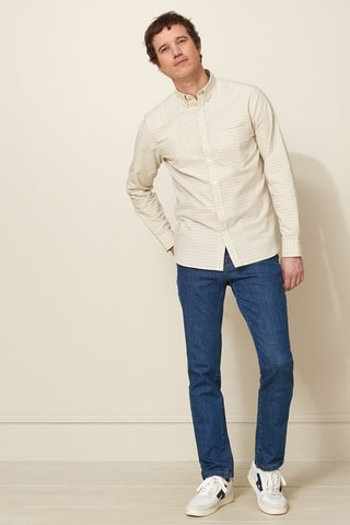 Camisa regular fit - Amarillo y azul cobalto